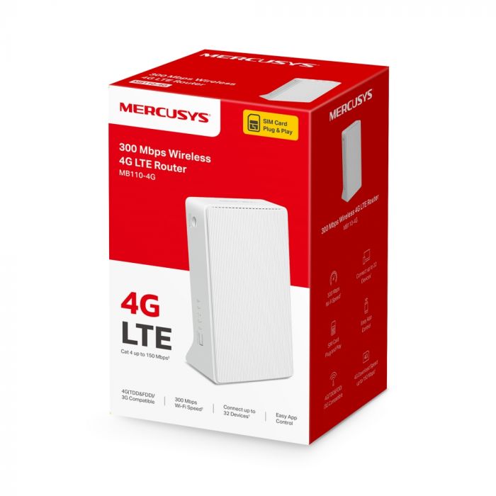 Маршрутизатор MERCUSYS MB110-4G N300, 4G/LTE, 1xFE LAN, 1xFE WAN