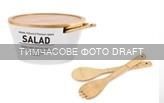 Салатниця з кришкою та приборами Ardesto Midori, 27.6х12.5см, 4 предмети, кераміка.  бамбук, білий