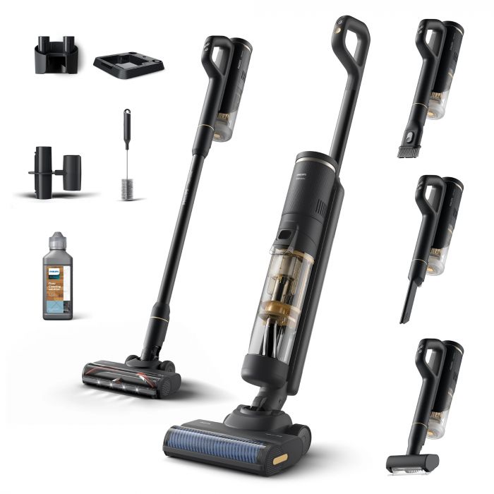 Пилосос Philips безпровідний Series 7000 AquaTrio, вологе прибирання, конт пил -0.42л, автон. робота до 45хв, PowerCyclone Aqua, чорний