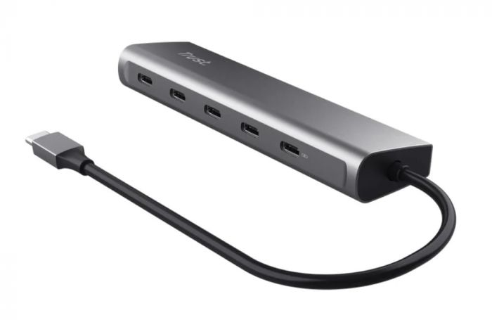 Хаб Trust Halyx USB-C  > 5xUSB-C , Алюміній, 0.1м, сірий