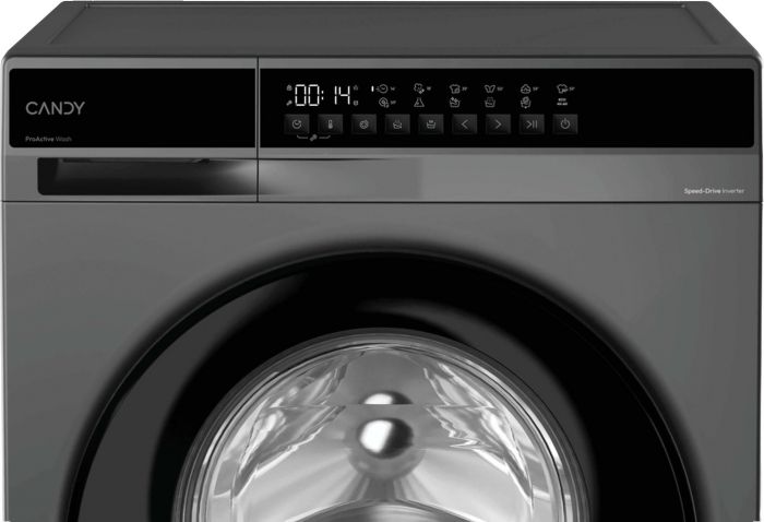 Пральна машина Candy ProWash 100 фронтальна, 7кг, 1200, A, 43.9см, дисплей, пара, інвертор, люк чорний, cріблястий