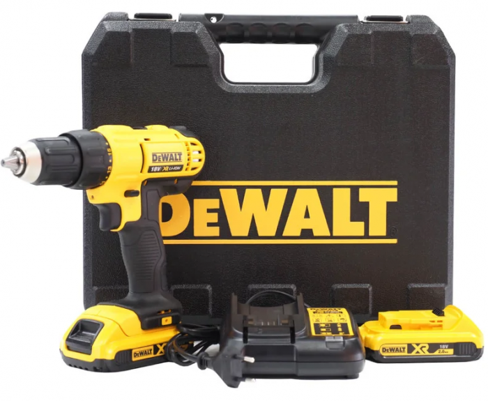 Дриль-шурупокрут DeWalt XR Li-Ion 18В акб 2х2А·год 42Нм 450-1800об/хв патрон 13мм ЗП кейс 1.28кг