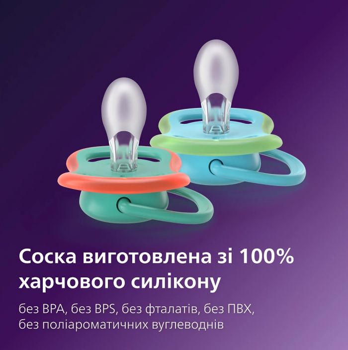 Пустушка  Avent Ultra Air, 6-18 міс., 2шт, дизайн для хлопчиків.