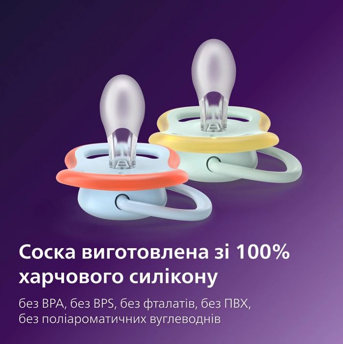 Пустушка  Avent  Ultra Air, 0-6 міс. 2 шт, дизайн для хлопчиків.