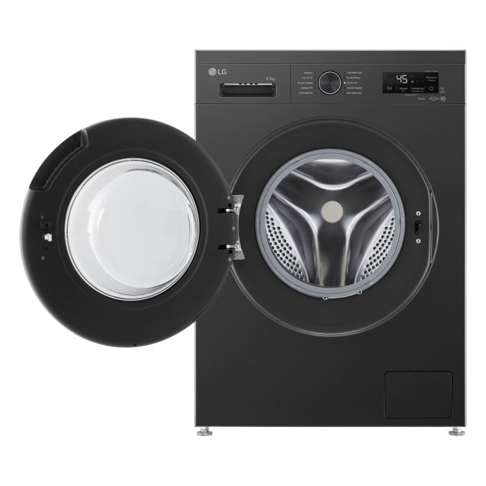 Пральна машина LG фронтальна, 6.5кг, 1200, В, 44см, дисплей, пара, інвертор, чорний