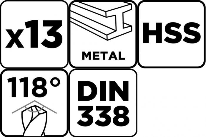 Набір свердел по металу GRAPHITEHSS зі швидкорізальної сталі HSS 2-8мм кейс 13шт