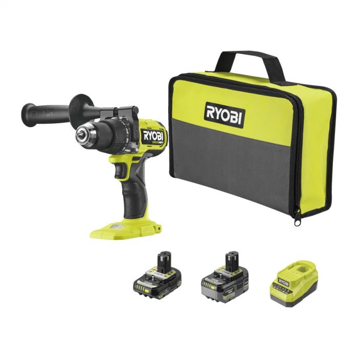 Шурупокрут-дриль ударний акумуляторний Ryobi ONE+ HP RPD18X1-242S 18В 1х2А·год 1х4А·год ЗП 105Нм 700·2150об/хв 1.4кг сумка