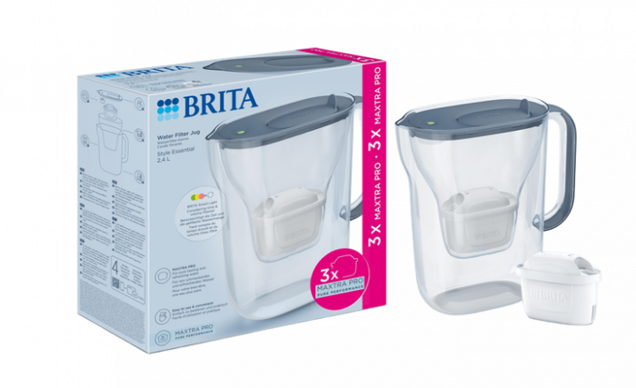 Фільтр-глечик Brita Style Essential MXPro 2.4л (1.4л очищеної води) + 3 картриджа сіро-блакитний