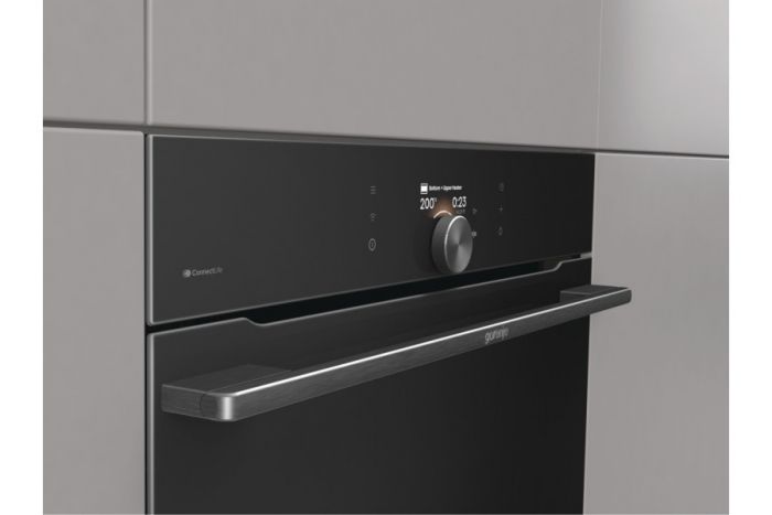 Духова шафа Gorenje електрична, 77л, A+, TouchFree, дисплей, мультисист, Wi-Fi керування, піроліз, готув. на різн рівнях, чорний