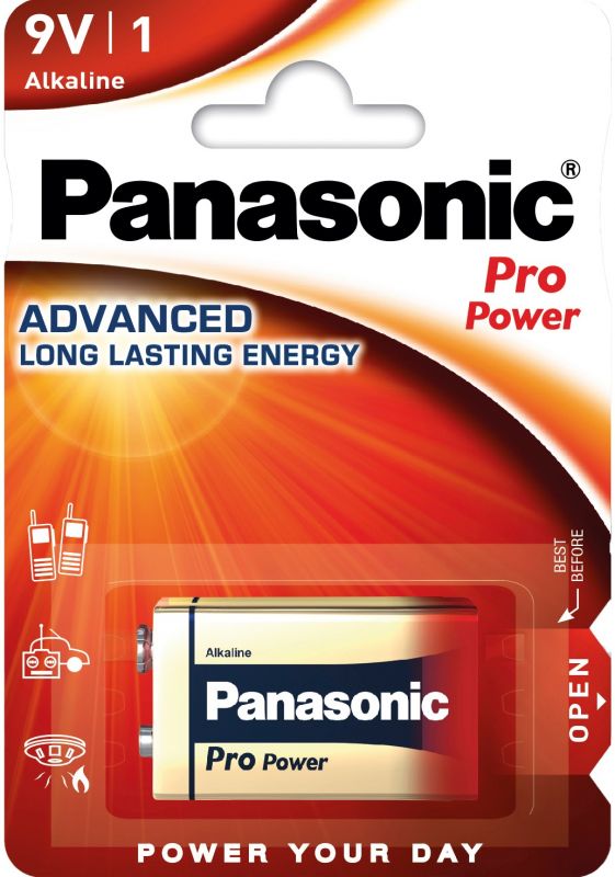 Батарейка Panasonic Pro Power лужна 6LR61(6LF22, MN1604, MX1604, Крона) блістер, 1 шт.