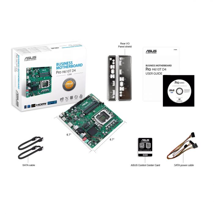 Материнcька плата ASUS PRO H610T-CSM s1700 H610 2xDDR5 M.2 HDMI DP LVDS Thin mITX