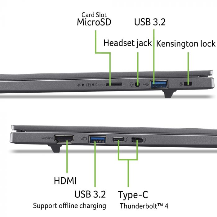 Ноутбук Acer Aspire 16 A16-52M 16" WUXGA+ OLED, Intel U5-226V, 16GB, F1TB, UMA, Lin, сірий
