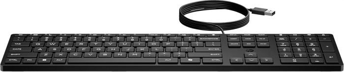 Клавіатура мембранна НР 320K, 109key, USB-A, EN/UK, чорний