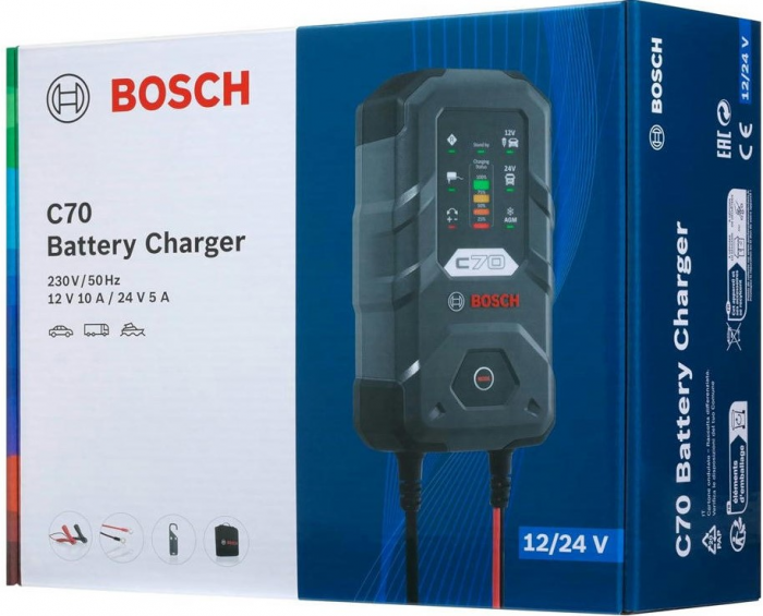 Зарядний пристрій Bosch C30, 6/12В, 1.2-120А·год, 3.8А, IP65 (0 189 911 030)