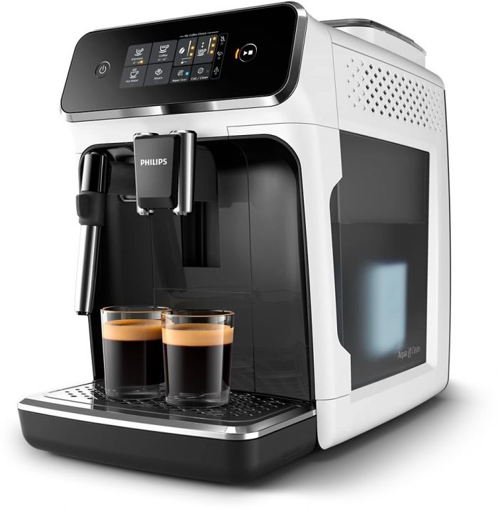 Кавомашина Philips Series 2300, 1.8л, зерно+мелена, дисплей, авторецептів -2, білий