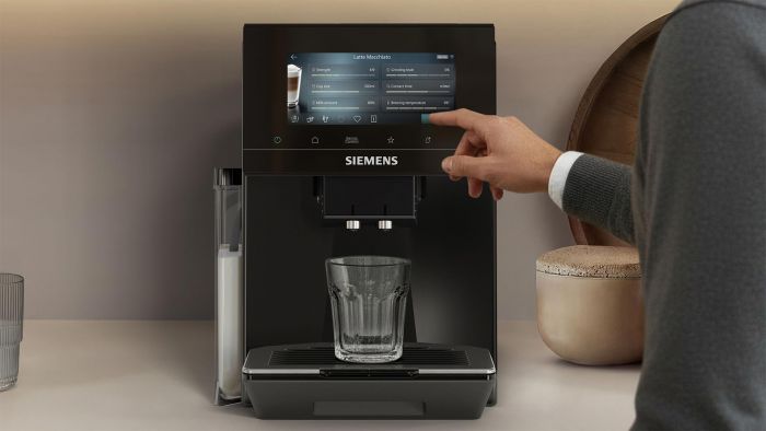 Кавомашина Siemens 2.3л, зерно + мелена, автомат.капучинатор, LED - дисплей, авторецептів - 20, home connect, чорно-сірий