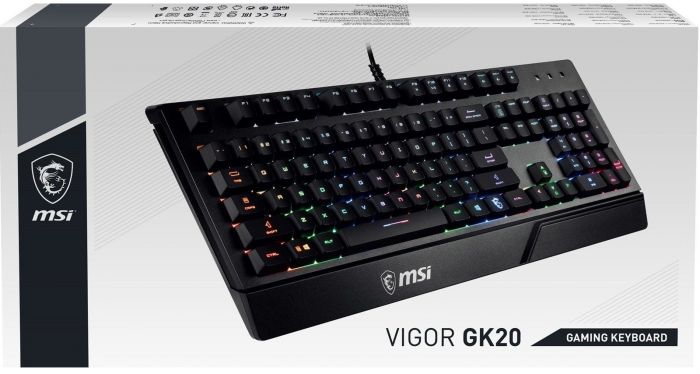 Клавіатура мембранна MSI Vigor GK20 UA 104key, USB-A, EN/UKR/RU, ColorLED, чорний