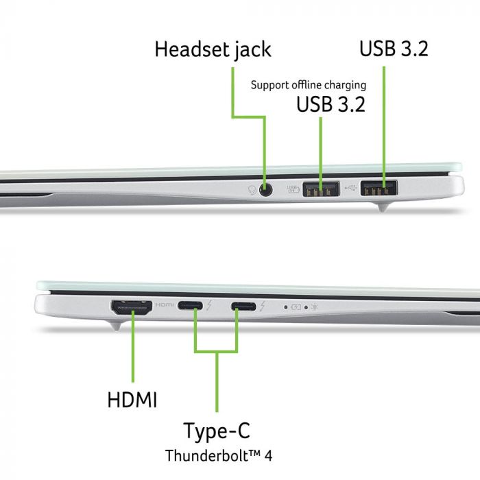 Ноутбук Acer Swift Edge 14 AI SFE14-I51 14" 2.8K OLED, Intel U7-355, 16GB, F512GB, UMA, Win11, Calcite White