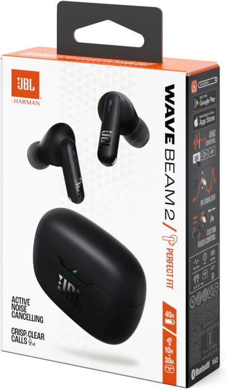 Навушники TWS JBL Tune Beam 2 BT 5.3, ANC, IP54, Mic, Чорний