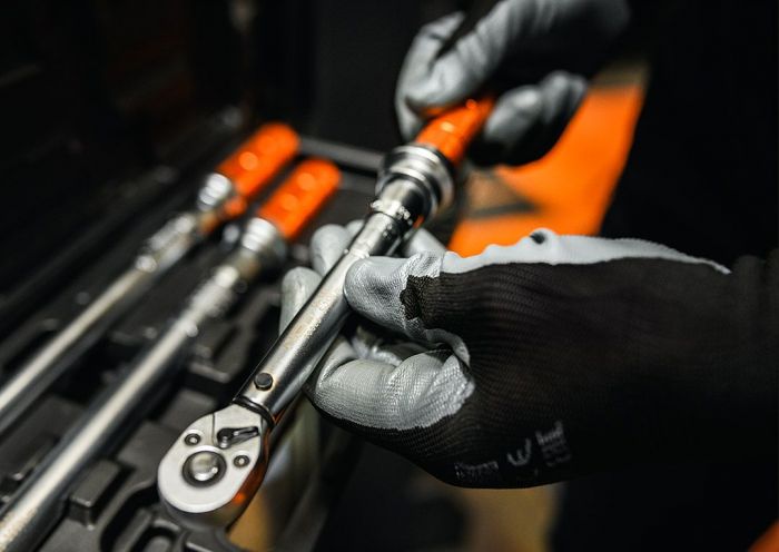 Рукавички робочі Neo Tools поліестер з нітриловим покриттям, р.7, сіро-чорний