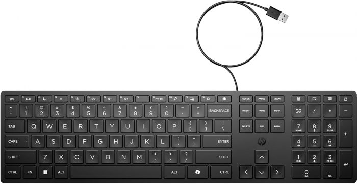 Клавіатура мембранна НР 320K, 109key, USB-A, EN/UK, чорний
