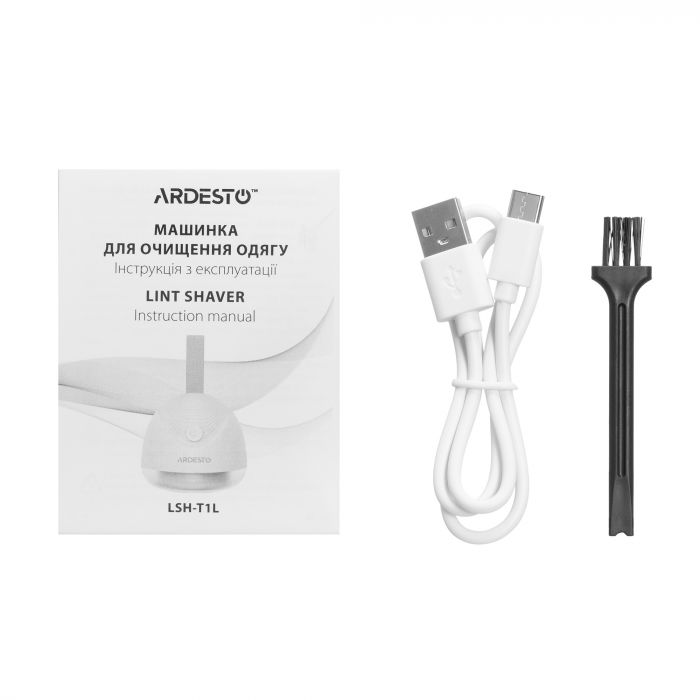 Машинка для видалення катишків ARDESTO, 7200 обертів на хв, велика площа лез, 90 хв. роботи на одному заряді, підсвітка, USB-C > USB-A, білий