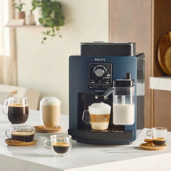Кавомашина Krups Harmony Milk 1.7л, зерно, автомат.капучинатор, авторецептів - 5, синій