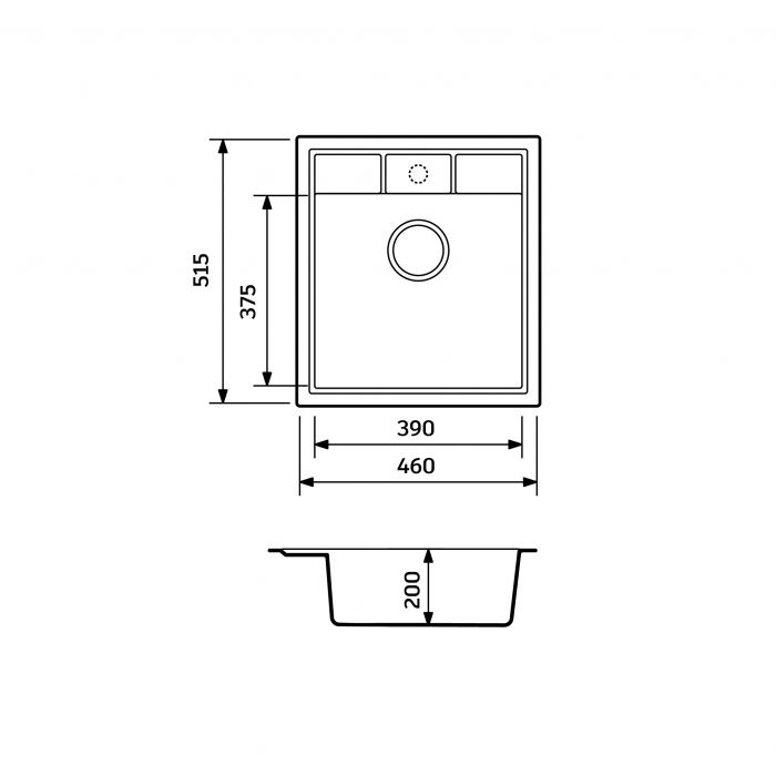 Набір кухонна Adamant Brick, штучний камінь, квадрат, без крила, 460x515x200мм, чаша - 1, врізна, Avena + змішувач
