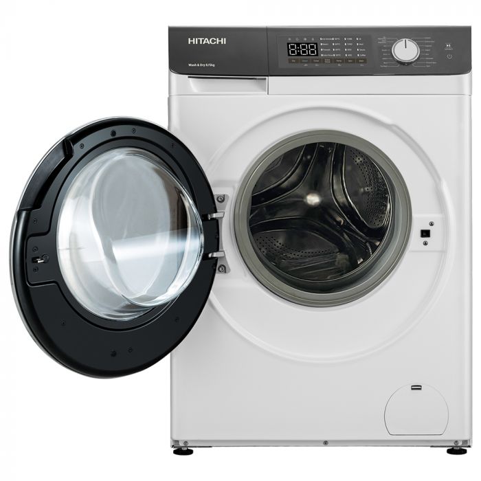 Прально-сушильна машина Hitachi фронтальна, 8(5)кг, 1400, A, 60см, дисплей, пара, інвертор, білий