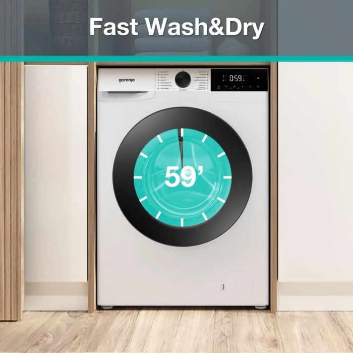 Прально-сушильна машина Gorenje фронтальна, 8(5)кг, 1400, A+, 51см, дисплей, пара, інвертор, білий