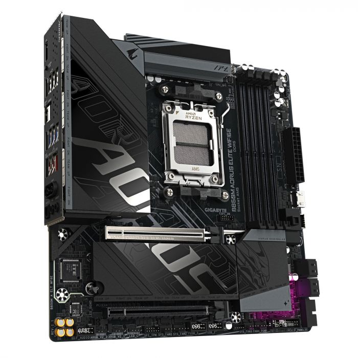 Материнська плата GIGABYTE B850M AORUS ELITE WIFI6E sAM5 B850 4xDDR5 M.2 HDMI DP Wi-Fi BT mATX