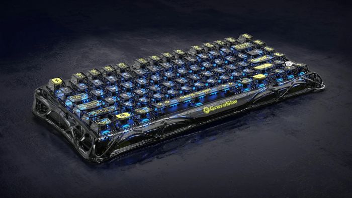 Клавіатура механічна GravaStar Mercury K1 Lite 80keys, GravaStar x BSUN Grey, EN/UKR, BT/WL/USB, чорний