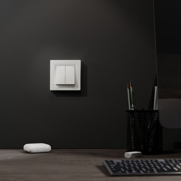 Вимикач 2-клавішний Schneider Electric, Asfora (білий, самозажимний)