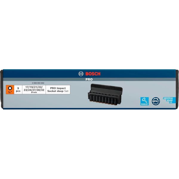 Набір ударних торцевих головок Bosch Professional Deep 9шт 3/4"