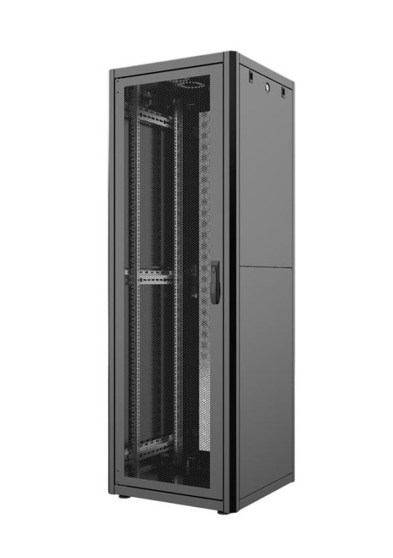 Шафа MIRSAN 19", 26U, GTN, перфоровані двері, 600x800 мм, максимально 1000 кг, чорна