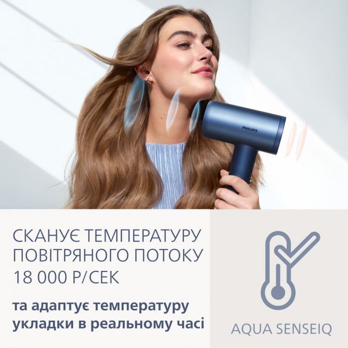 Фен Philips 9000 Series, 1400Вт, індивідуальний підбір температури, бірюзовий