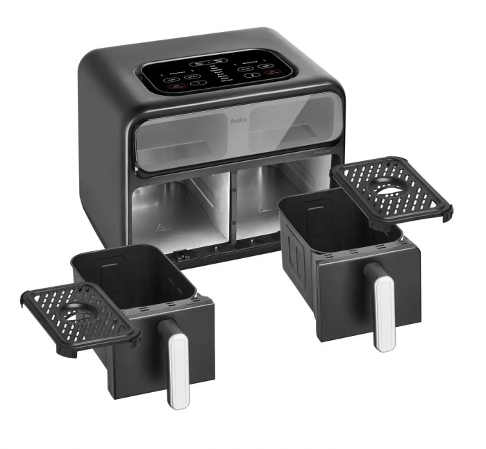 Мультипіч Amica 2400Вт, 2 чаші - по 4.0л, сенсорне управл., 8 авто. программ, пластик, чорний