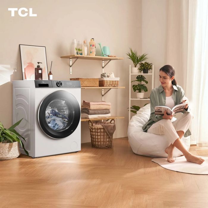Пральна машина TCL фронтальна, 8кг, 1400, A, 53см, дисплей, пара, інвертор, білий