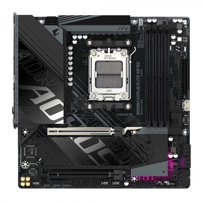 Материнська плата GIGABYTE B850M AORUS ELITE WIFI6E sAM5 B850 4xDDR5 M.2 HDMI DP Wi-Fi BT mATX