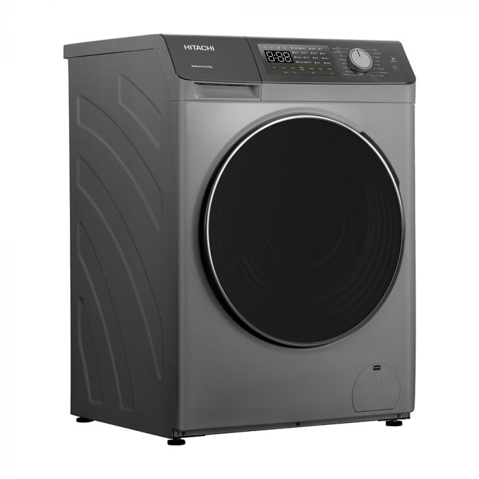 Прально-сушильна машина Hitachi фронтальна, 8(5)кг, 1400, A, 60см, дисплей, пара, інвертор, cріблястий