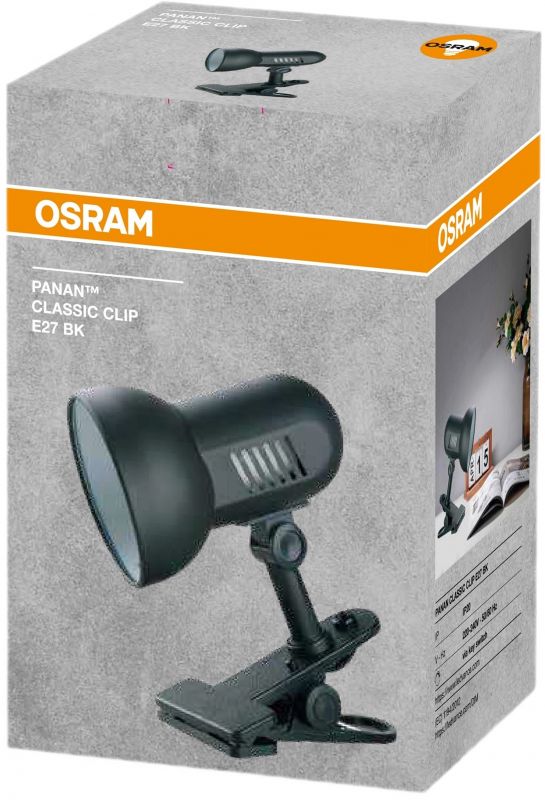 Лампа настільна OSRAM Panan CLASSIC CLIP E27, черный