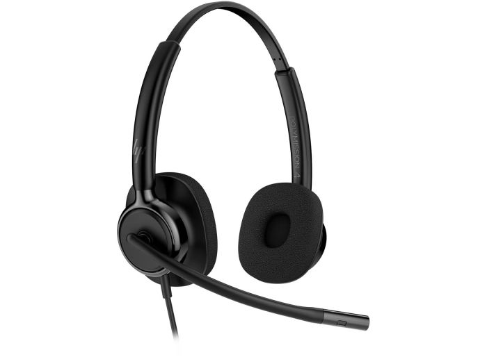 Гарнітура комп'ютерна стерео On-ear HP Poly Mission 425, USB-A, USB-C, Uni-mic, AI noise cancelling, Cертифікати Teams, Zoom, Google Meet, чорний