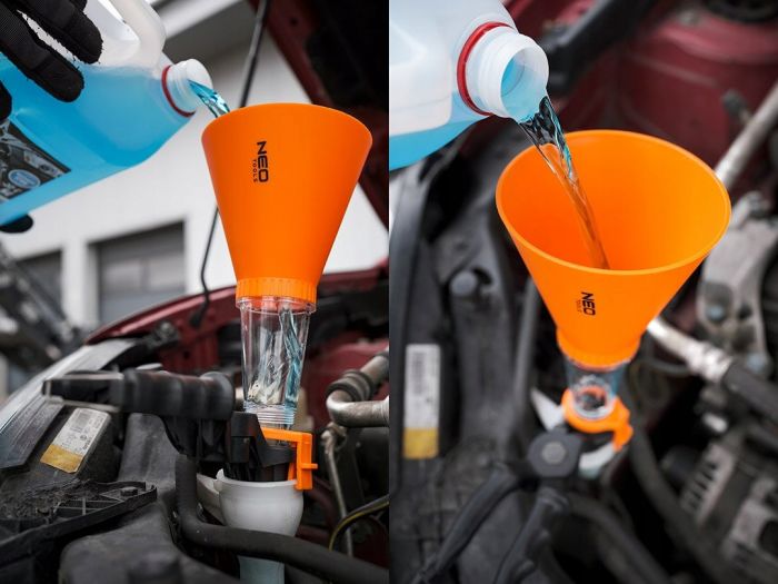 Лійка автомобільна Neo Tools (воронка) пластик, 250х125мм з монтажним кронштейном 0.36кг