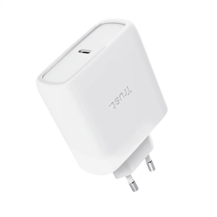 Зарядний пристрій мережевий Trust Maxo 65Вт, GaN, USB-C PD/PPS, білий