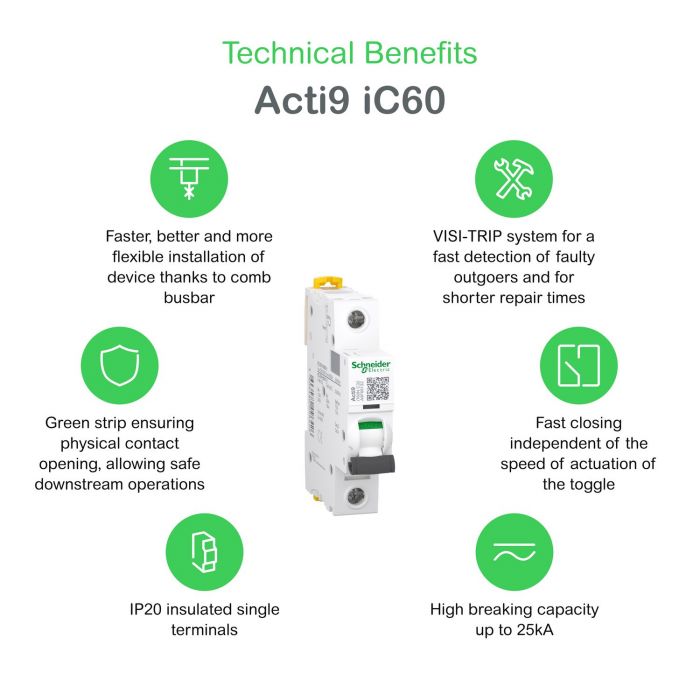 Автоматичний вимикач Schneider Electric, IC60N 1P B 16A (6kA)