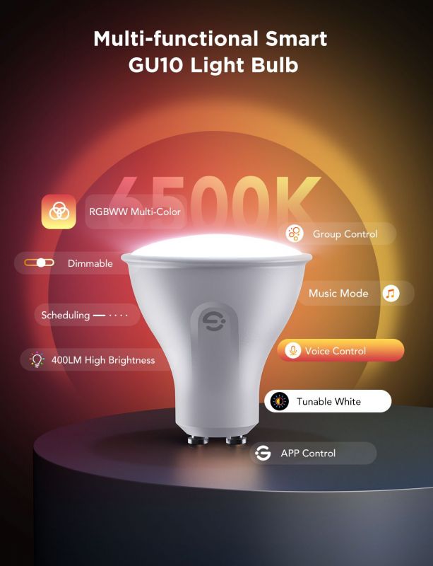 Набір ламп 2шт Govee B600D GU10 Smart LED Bulb, RGBWW, WI-FI/Bluetooth, білий