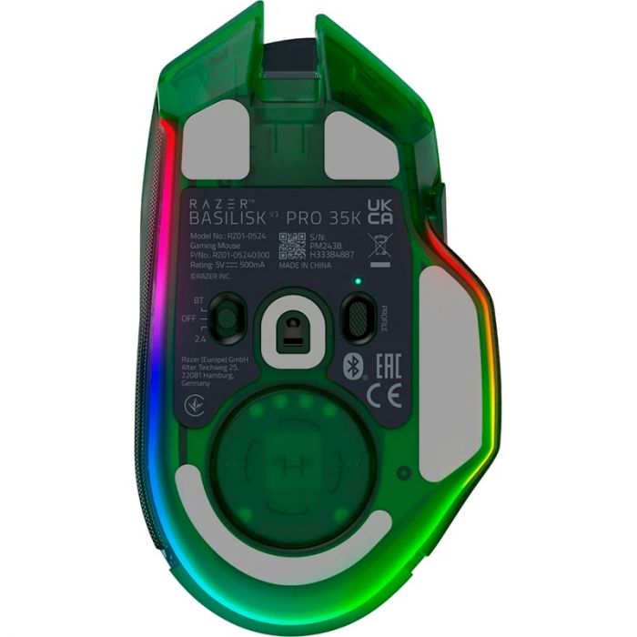 Миша Razer Basilisk V3 Pro 35K, RGB, USB-A/WL/BT, Phantom Green Ed.