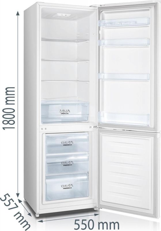 Холодильник Gorenje з нижн. мороз. камерою, 180х55х56см, 2 дв., Х- 198л, М- 66л, A+++, ST, Білий