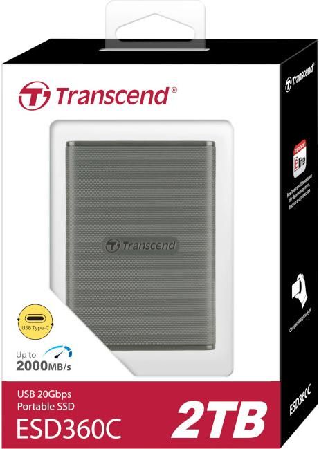 Портативний SSD Transcend 2TB USB 3.2 Gen 2x2 Type-C ESD360C Сірий