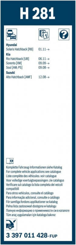 Склоочисник BOSCH Twin каркасний 280мм задній (3 397 011 428)